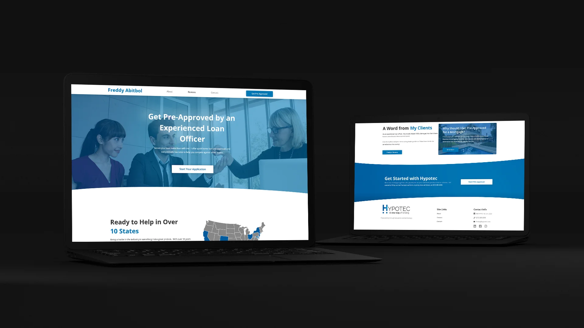 Hypotec website displayed on two laptops